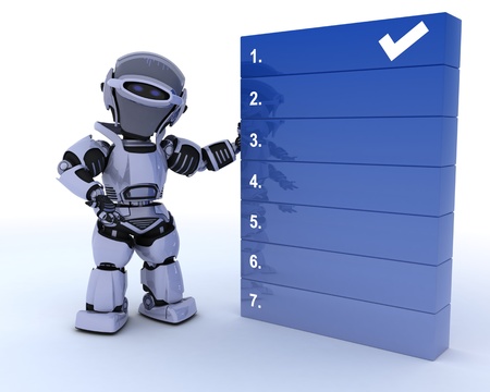 3D render of a robot with a to do listの写真素材