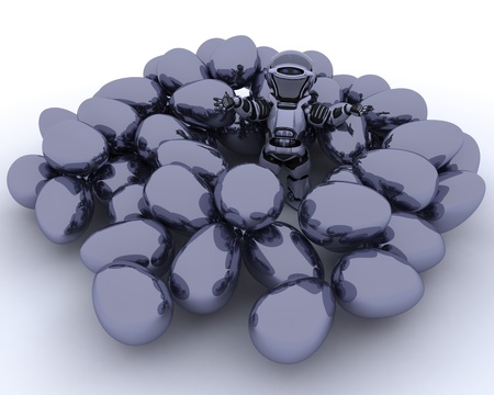 3D render of a robot with ester eggsの写真素材