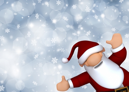 Cute Santa Claus on a snowflake backgroundの写真素材