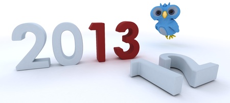 3D Render of a Cute Blue Bird Character  bringing in the new yearの写真素材