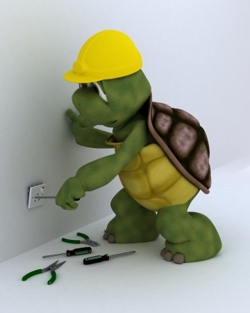 3D render of a tortoise electrical contractorの写真素材