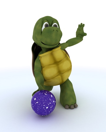 3D render of a tortoise ten pin bowlingの写真素材
