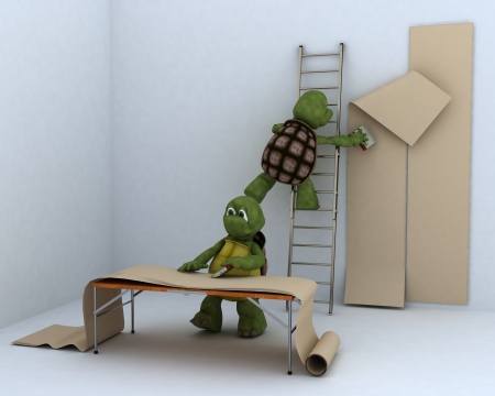 3D render of a tortoises decorating a roomの写真素材