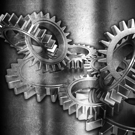 Grunge metal background with gears designの写真素材