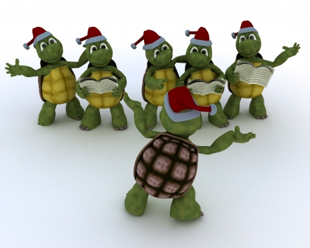 3D Render of a tortoises singing christmas carolsの写真素材