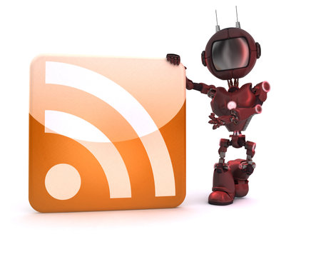 3D Render of an Android with RSS symbol