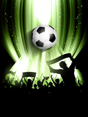 Football background with a silhouette of a crowd of supportersのイラスト素材