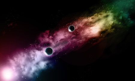 3D space background with fictional planets