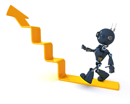 3D Render of an Android climbing a graphの写真素材