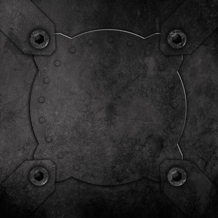 Abstract background with a grunge metal effect with screws and rivetsの写真素材