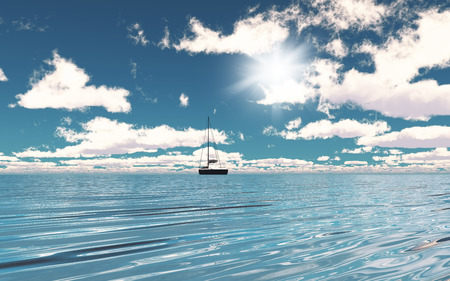 3D render of a yacht on the oceanの写真素材