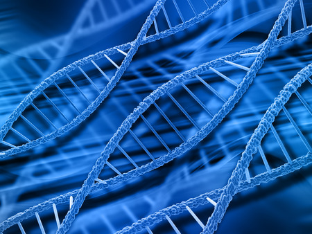 3D render of DNA strands on abstract backgroundの写真素材