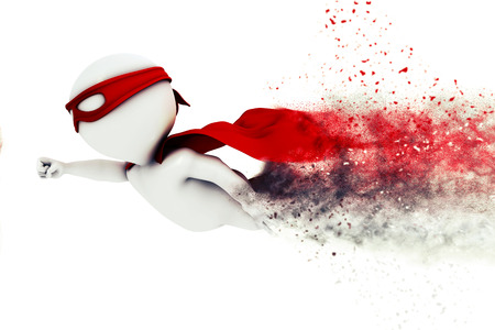 3D render of a superhero figure with speed effectの写真素材