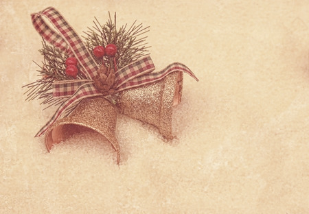 Grunge style background with Christmas bell decorationsの写真素材
