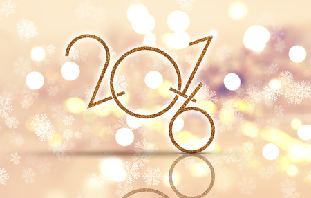 Happy New Year background with bokeh lights and glittery numbersの写真素材