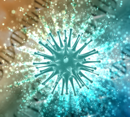 3D medical background with an abstract virus cellの写真素材