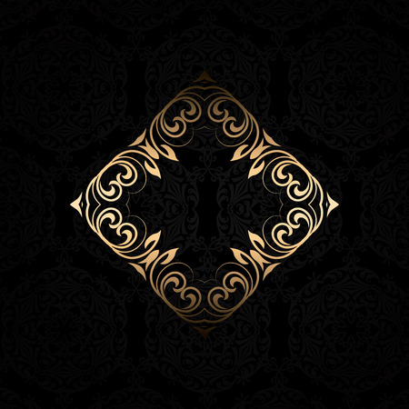 Decorative gold frame on a stylish black backgroundの写真素材