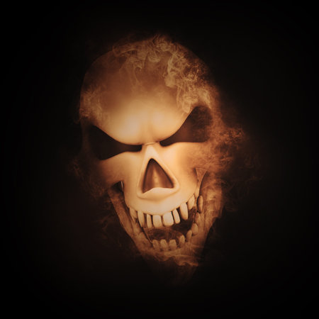 3D render of a skull with smoke effect