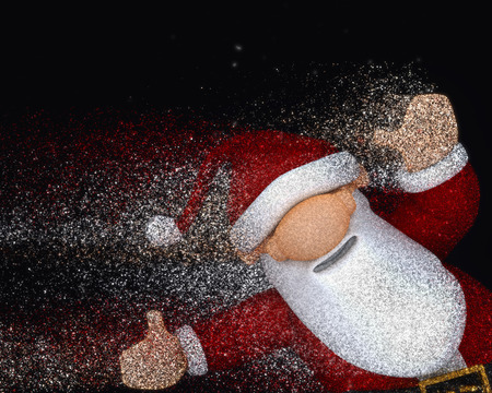 3D render of Santa Claus with an exploding glitter effectの写真素材