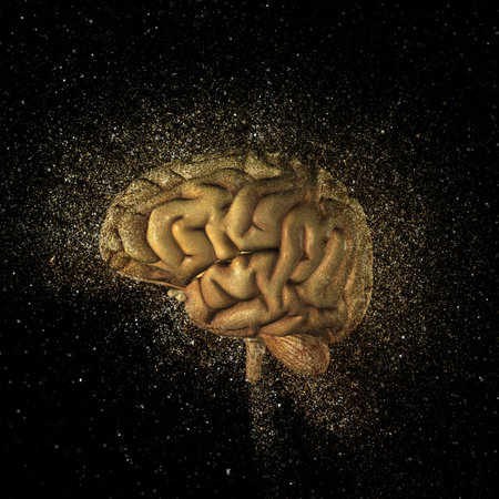 3D render of a brain with a glitter explosion effect