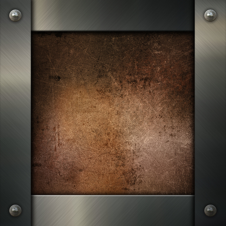 Silver metal frame on a grunge backgroundの写真素材