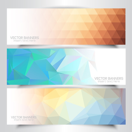 Collection of low poly design bannersの写真素材