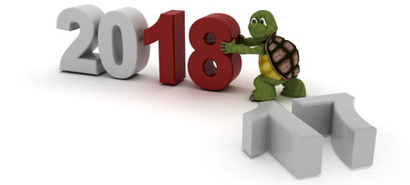 3D Render of Turtle bringing in the new year