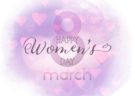 Women's Day background with watercolour texture and heartsの写真素材