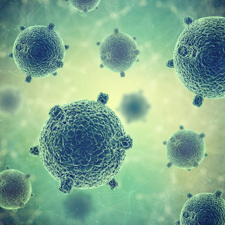 3D render of a vintage medical background with virus cellsの写真素材