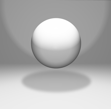 3D render of a floating sphere in a white roomの写真素材