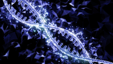 3D render of a medical background with DNA strand on a low poly designの写真素材