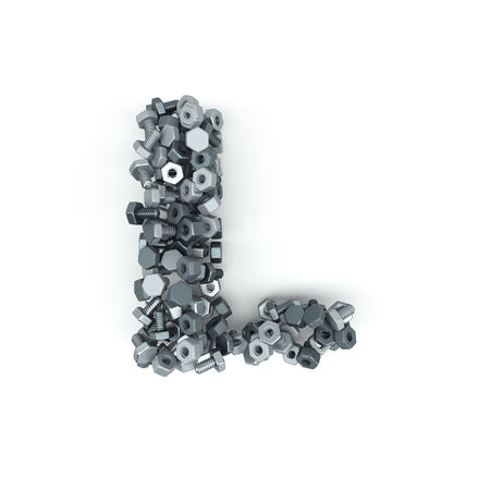 3D Render of  Alphabet Letter of Nuts and Boltsの写真素材