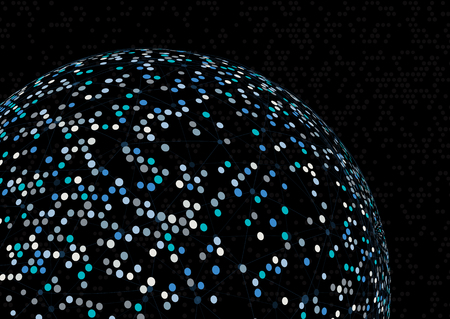 abstract sphere background with connecting lines and dotsの写真素材