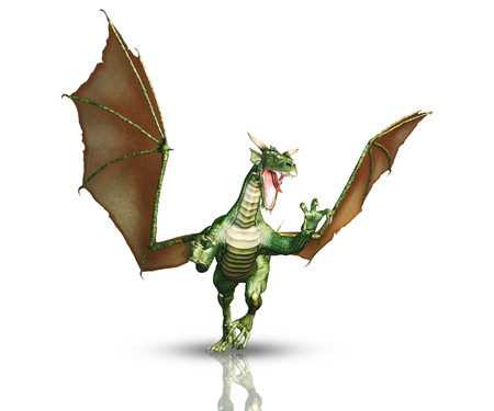 3D render of a dragon on a white backgroundの写真素材