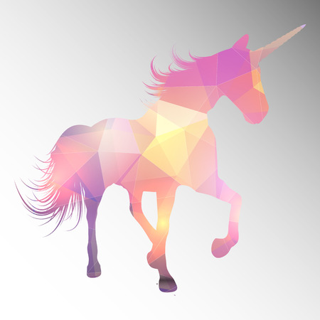 Unicorn silhouette with a low poly designの写真素材