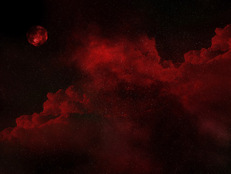 3D render of a space sky background with stars and fictional planetの写真素材