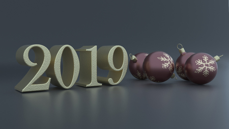 render of 3D Christmas and new year backgroundの写真素材
