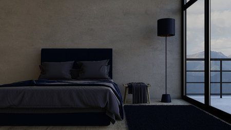 Render of 3D Contemporary Bedroom Interiorの写真素材