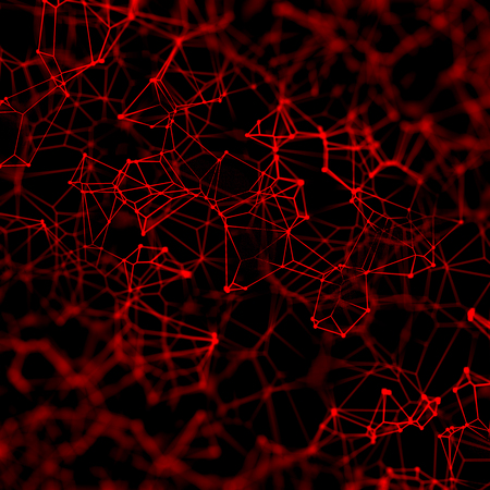 3D render of an abstract techno background with connecting lines and dotsの写真素材