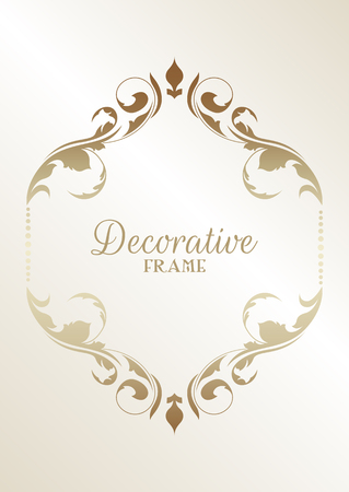 Elegant background with a decorative frame in goldの写真素材