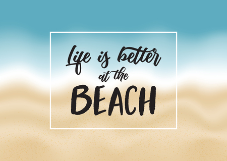 Inspirational quote background with life is better at the beach wordingの写真素材