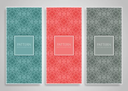 Banner collection with vintage floral designsの写真素材