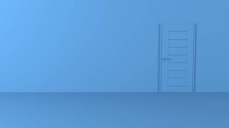 Render of 3D Blank Door on Empty Wallの写真素材