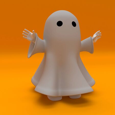 3d render of a man in halloween ghost costume の写真素材