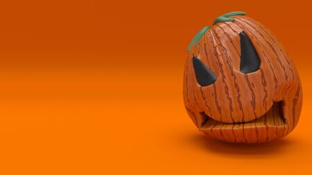 3D render of a Halloween background with cute pumpkinsの写真素材