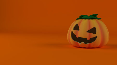 3D render of a Halloween background with cute pumpkins
