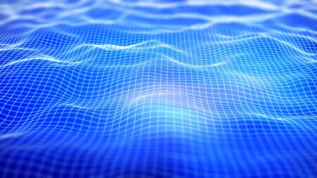 3D render of a digital network background with flowing gridの写真素材