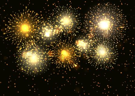 Celebration background with golden fireworks displayの写真素材