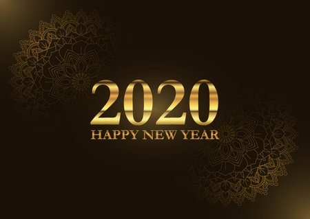 Decorative Happy New Year background with a mandala design