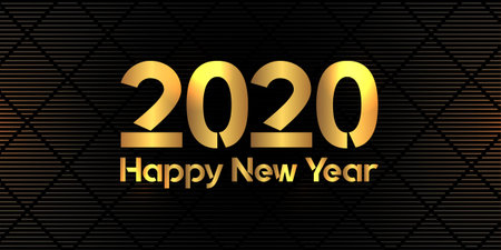Happy New Year banner with elegant design and gold numbers